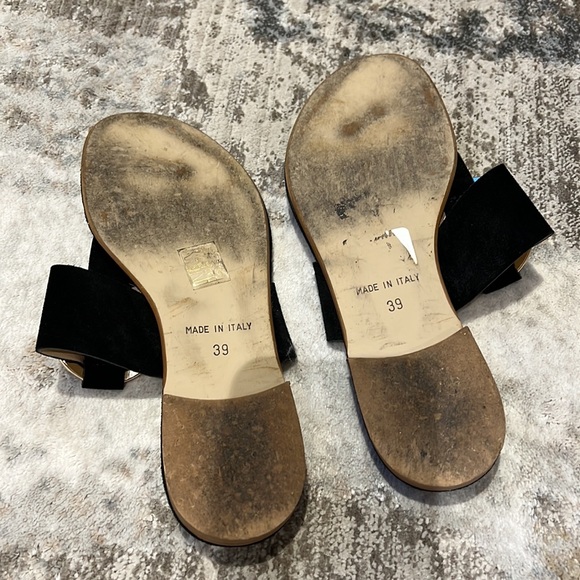 Browns Suede Slip On Sandals with gold buckle - Picture 4 of 4